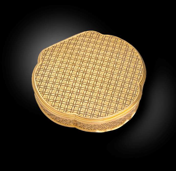A Mid 18th Century German Cartouche-Shaped Gold Box